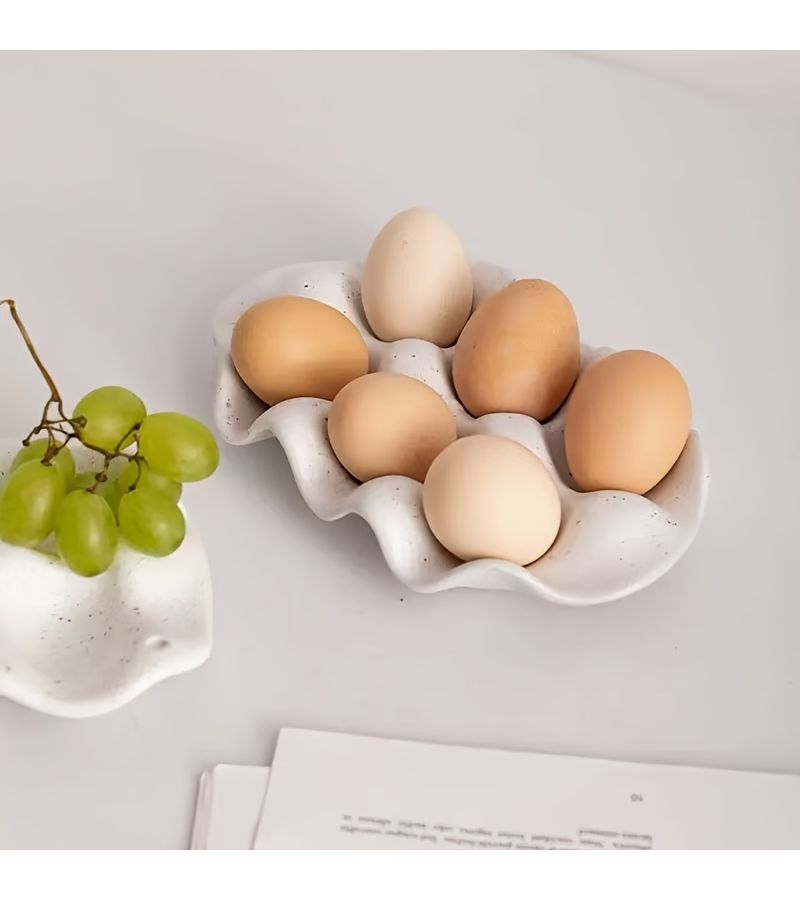 Simple White Porcelain Egg Tray Kitchen Organizer Fresh Keeping Box - Image 4