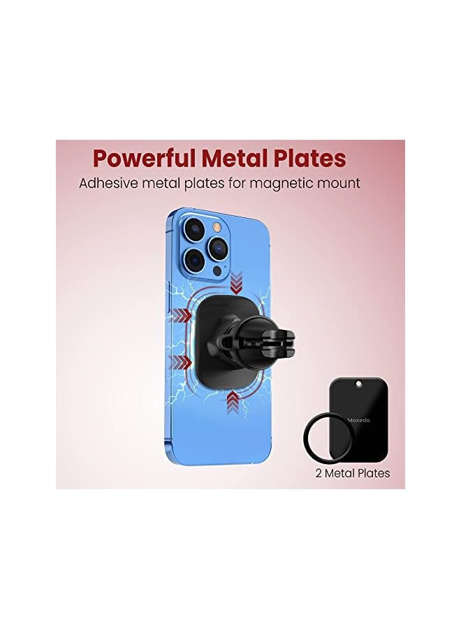 Moxedo Magnetic Air Vent Car Phone Holder 360 Rotatable Compatible with iPhone 13 /13 Mini/13Pro/ 13 Pro 12/ Mini/ Pro Max/ 11/ 11 Pro/ 11 Pro Max, XS XR, Galaxy S20 Note 20 Ultra & All Smartphones - Image 4