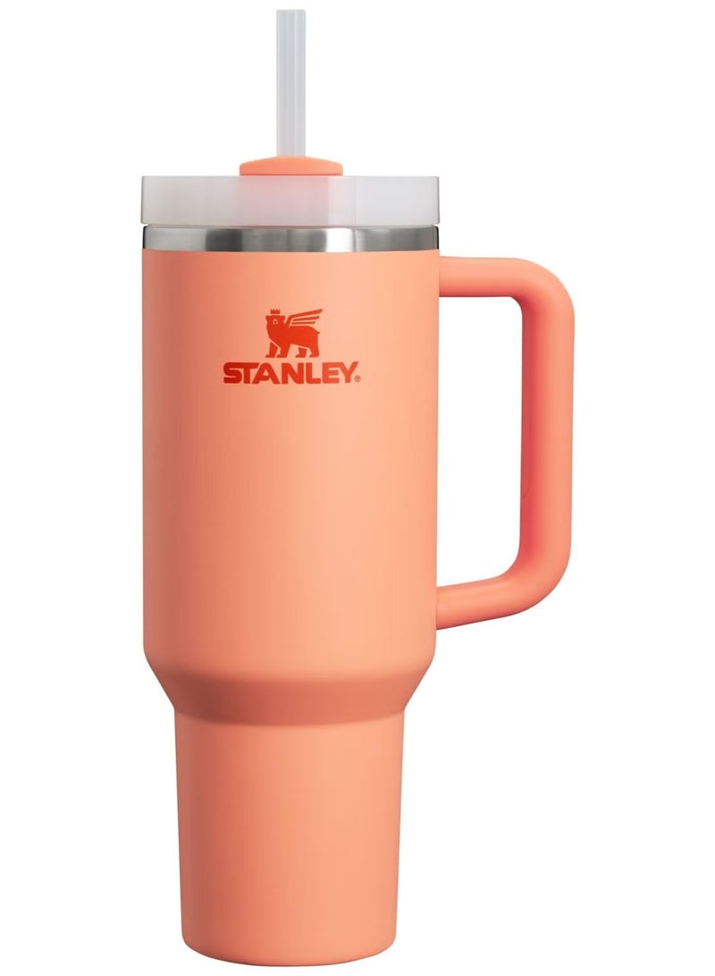 STANLEY Quencher H2.0 40oz Travel Tumbler in Nectarine – Stainless Steel Reusable Cup with FlowState Leakproof Lid and Straw – BPA-Free, Double Wall Vacuum Insulated Mug with Handle – Splash-Resistant Iced Drink Bottle for Gym, Work, Commute, and Outdoor Use