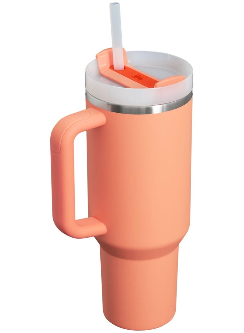 STANLEY Quencher H2.0 40oz Travel Tumbler in Nectarine – Stainless Steel Reusable Cup with FlowState Leakproof Lid and Straw – BPA-Free, Double Wall Vacuum Insulated Mug with Handle – Splash-Resistant Iced Drink Bottle for Gym, Work, Commute, and Outdoor Use