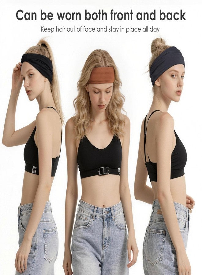 WantGor Headbands for Women, Wide Elastic Headband Large Knotted Head Bands Thick Sports Stretchy Sweat Bands Hair Accessories for Gym, Workout, Makeup, Running, 3 Pack (Black, Dark Grey, Coffee) - Image 3