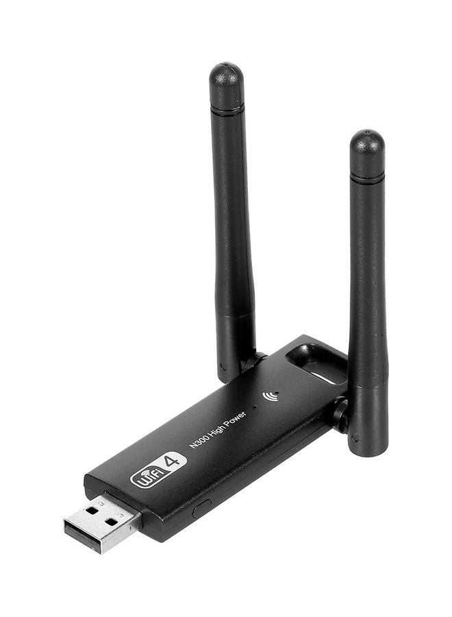 محول واي فاي لاسلكي بسرعة 300 ميجابت في الثانية مزود ب 4 منافذ USB . أسود - Image 1
