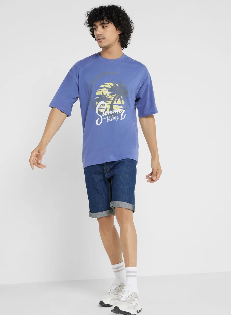 Seventy Five Contrast Printed T Shirt