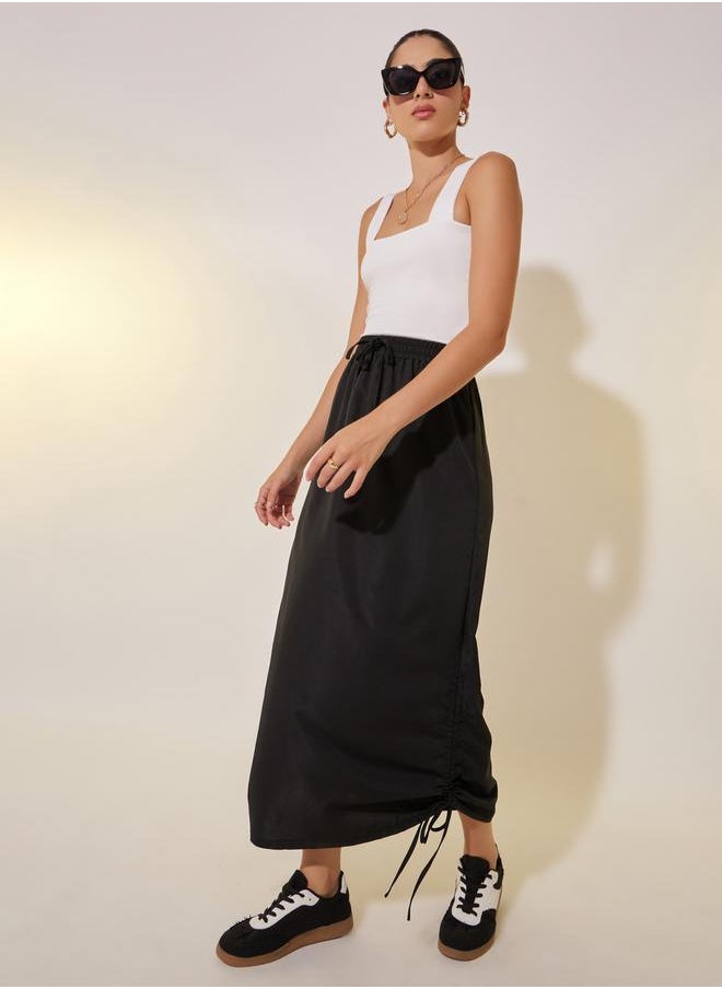 Take Two Solid High Rise Midi Skater Skirt  - Image 1