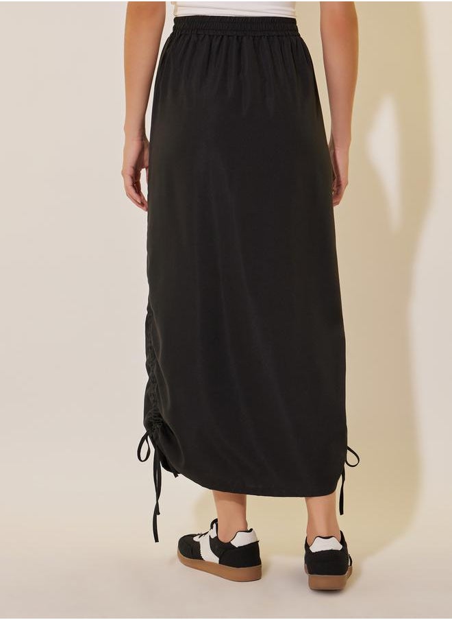 Take Two Solid High Rise Midi Skater Skirt  - Image 5