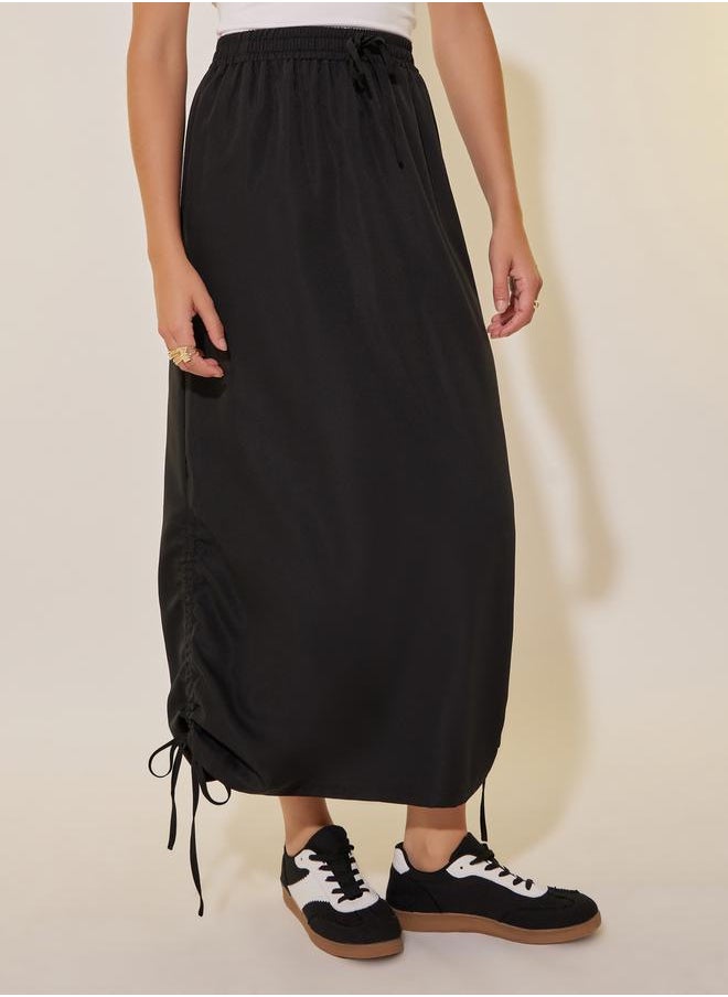 Take Two Solid High Rise Midi Skater Skirt  - Image 2