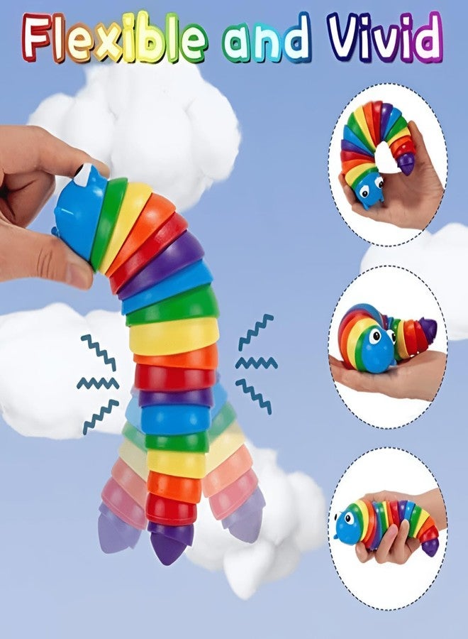 Exxelo Caterpillar Toy 16cm | Sensory Fidget Slug with Flexible Stretchable Joints & Clicky Sound | Rainbow Colorful Toy for 7-Month Baby Boys | Anxiety & Autism Relief - Image 5
