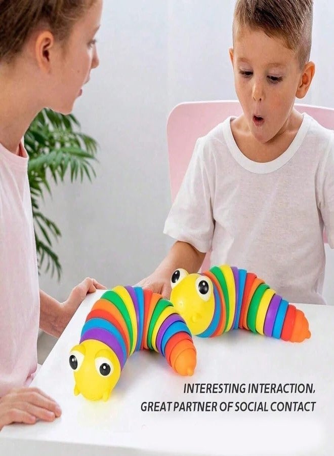 Exxelo Caterpillar Toy 16cm | Sensory Fidget Slug with Flexible Stretchable Joints & Clicky Sound | Rainbow Colorful Toy for 7-Month Baby Boys | Anxiety & Autism Relief - Image 2