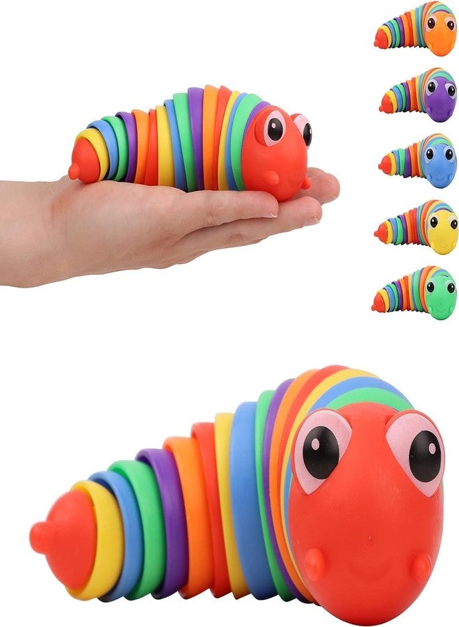 Exxelo Caterpillar Toy 16cm | Sensory Fidget Slug with Flexible Stretchable Joints & Clicky Sound | Rainbow Colorful Toy for 7-Month Baby Boys | Anxiety & Autism Relief - Image 1
