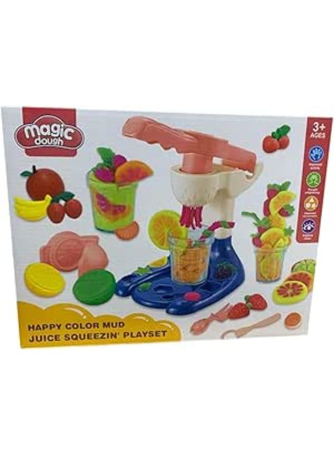 مجموعة لعب بلاستيكية لعصر العصير من الطين الملون السعيد للأطفال - متعددة الألوان
