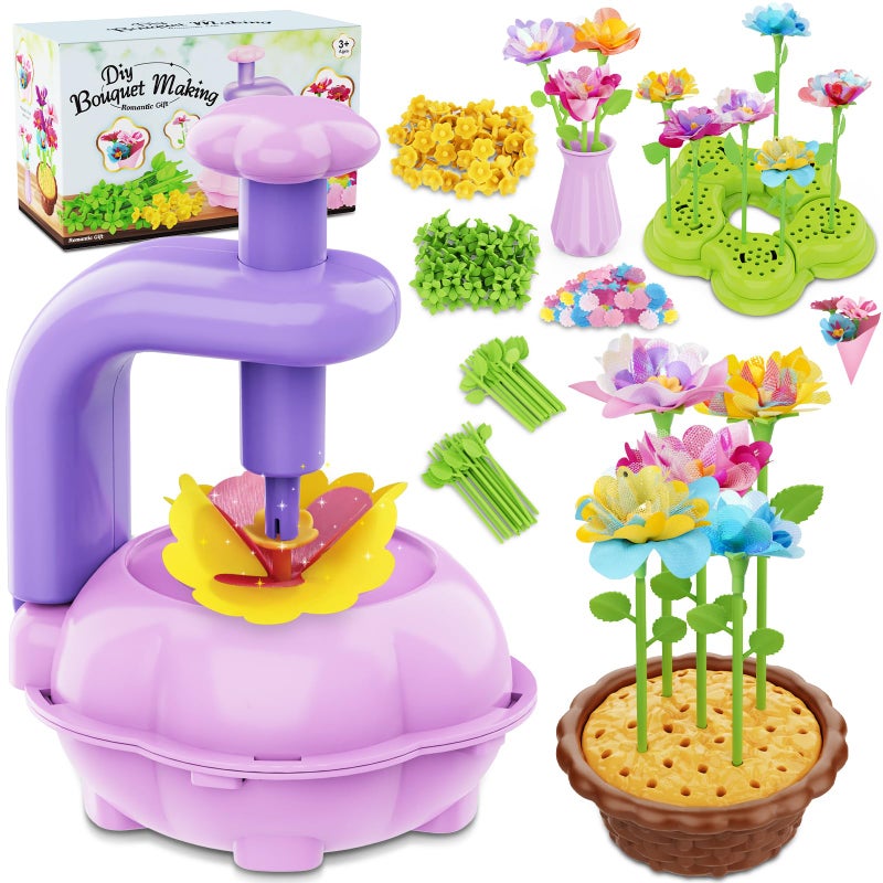 Zappyway Fabric Flower Bouquets Toys Creative DIY Crafts for Girls Ages 48 Unique Floral Market Toy Inspiring Arts Crafts Educational Set Perfect for Preschool Learning and Birthday Gifts - Image 2