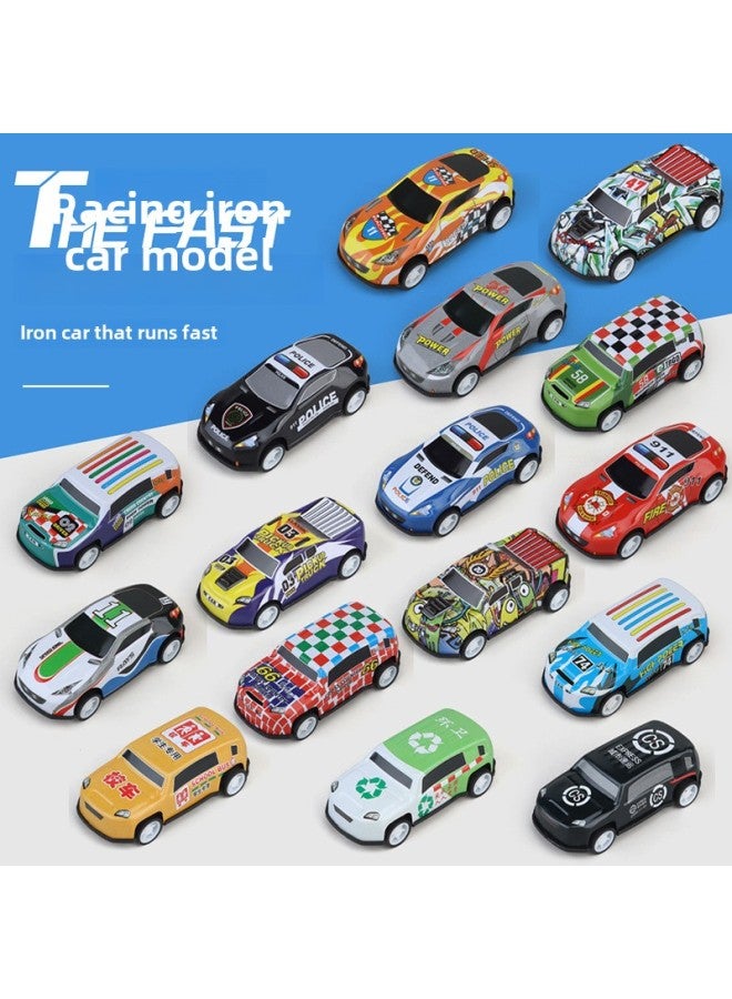 Children's Toys 60 Back Iron Metal Car Can Be Equipped With Parking Lot View Car Model-Color:Car Police Car Tin Car (price For 1 Car Price) - Image 2