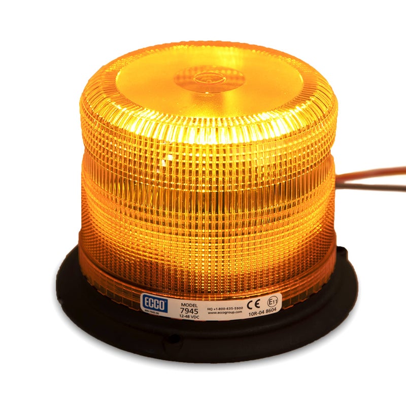 ECCO LED Beacon 6.5 Inch LED Beacon Warning Flash Amber Light High-Intensity 3 Bolt Mount 12V 48V 11 Flash Patterns for Industrial Vehicles Applications Tractor Forklift Excavator, 5 Year Warranty - Image 1