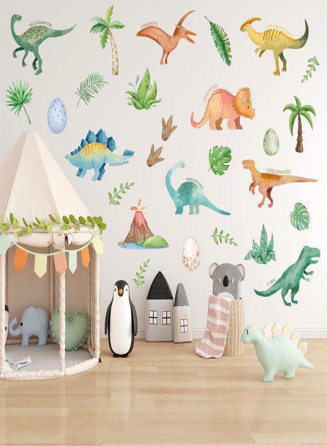 CELAENO Watercolor Dinosaur Wall Decals Stickers for Kids Room - Removable Dino Stickers for Boys Bedroom Nursery Room Wall Decorations - Image 1