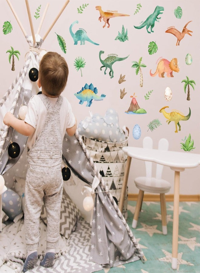 CELAENO Watercolor Dinosaur Wall Decals Stickers for Kids Room - Removable Dino Stickers for Boys Bedroom Nursery Room Wall Decorations - Image 2