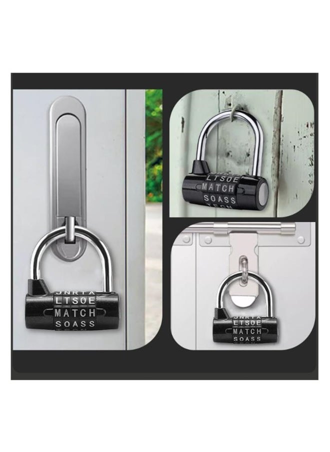 Generic 5-Digit Combination Lock, Heavy Duty Metal Word Lock, Keyless Resettable Safety Padlock for School Gym Lockers, Toolbox, Hasp Cabinet, 2 Pcs, Silver & Black  - Image 2