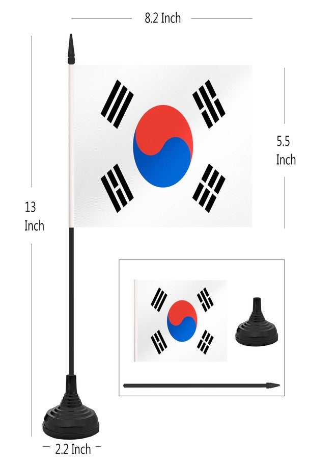 TrendPow 12 Pack Korea Desk Flag Set, Korean Table Office Flag, Small Miniature Desktop Flag With Black Pole and Black Base, Classroom, Offices Meeting Desk Decoration (Korea) - Image 2