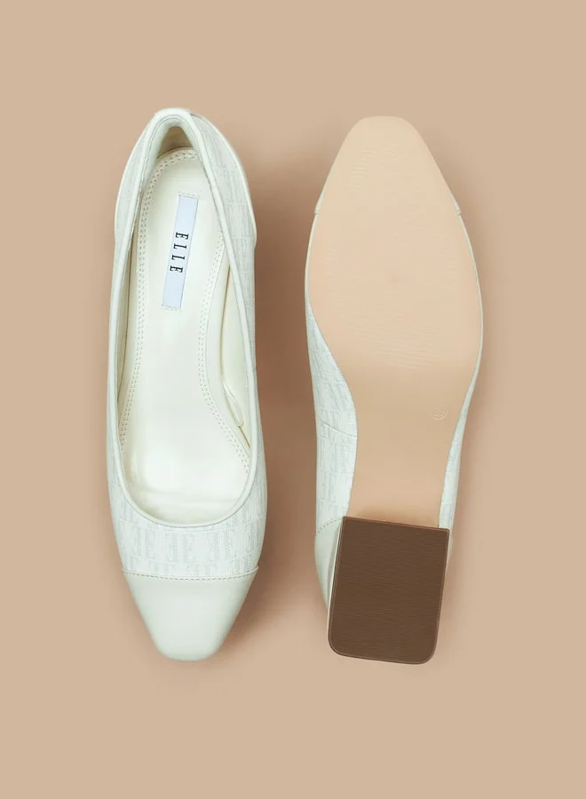 ايل Women's Monogram Detail Slip-On Shoes with Block Heels