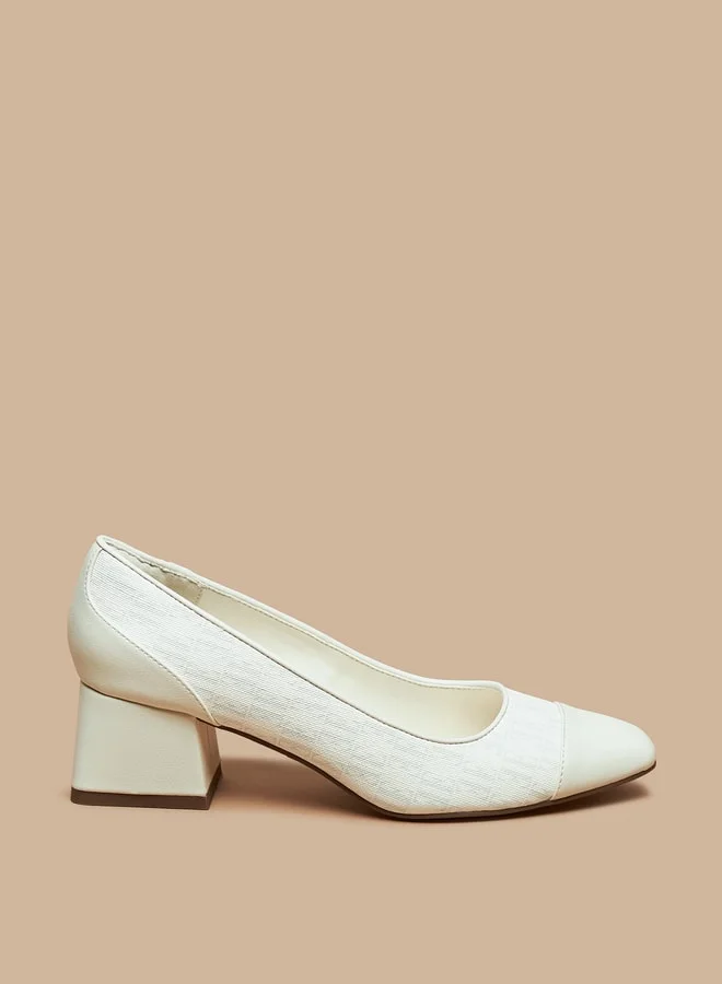 ايل Women's Monogram Detail Slip-On Shoes with Block Heels