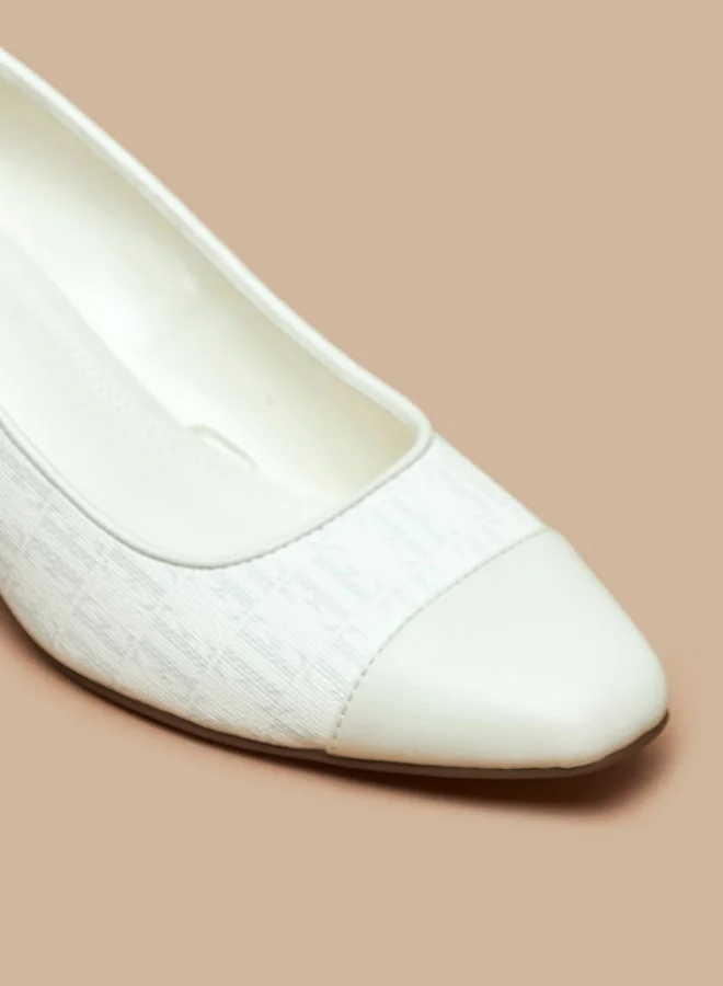 ايل Women's Monogram Detail Slip-On Shoes with Block Heels