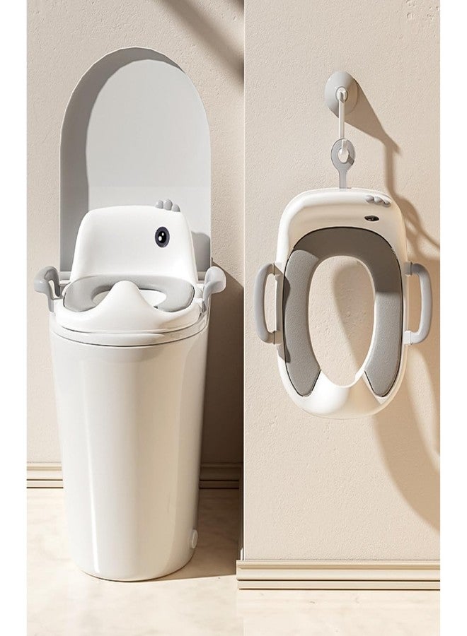 GUCHIGU Baby Potty Training Seat for Kids, Western Toilet Potty Ring with Soft cushion seat with Handle, Fits Round & Oval Toilets, Non Slip with Splash Guard Potty Seat (PTS31-10A, Green-White) - Image 3