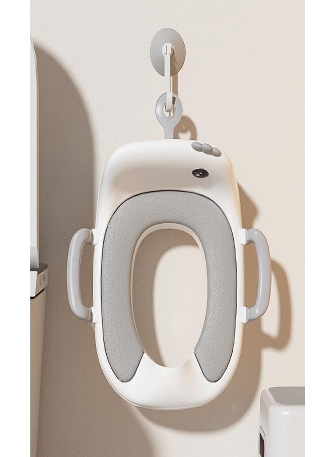 GUCHIGU Baby Potty Training Seat for Kids, Western Toilet Potty Ring with Soft cushion seat with Handle, Fits Round & Oval Toilets, Non Slip with Splash Guard Potty Seat (PTS31-10A, Green-White) - Image 4