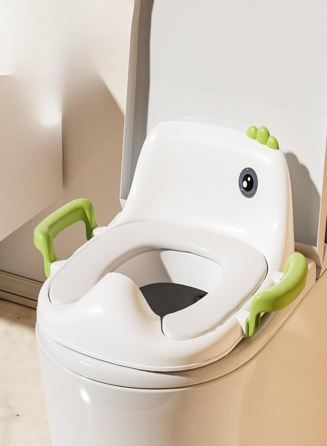 GUCHIGU Baby Potty Training Seat for Kids, Western Toilet Potty Ring with Soft cushion seat with Handle, Fits Round & Oval Toilets, Non Slip with Splash Guard Potty Seat (PTS31-10A, Green-White) - Image 1