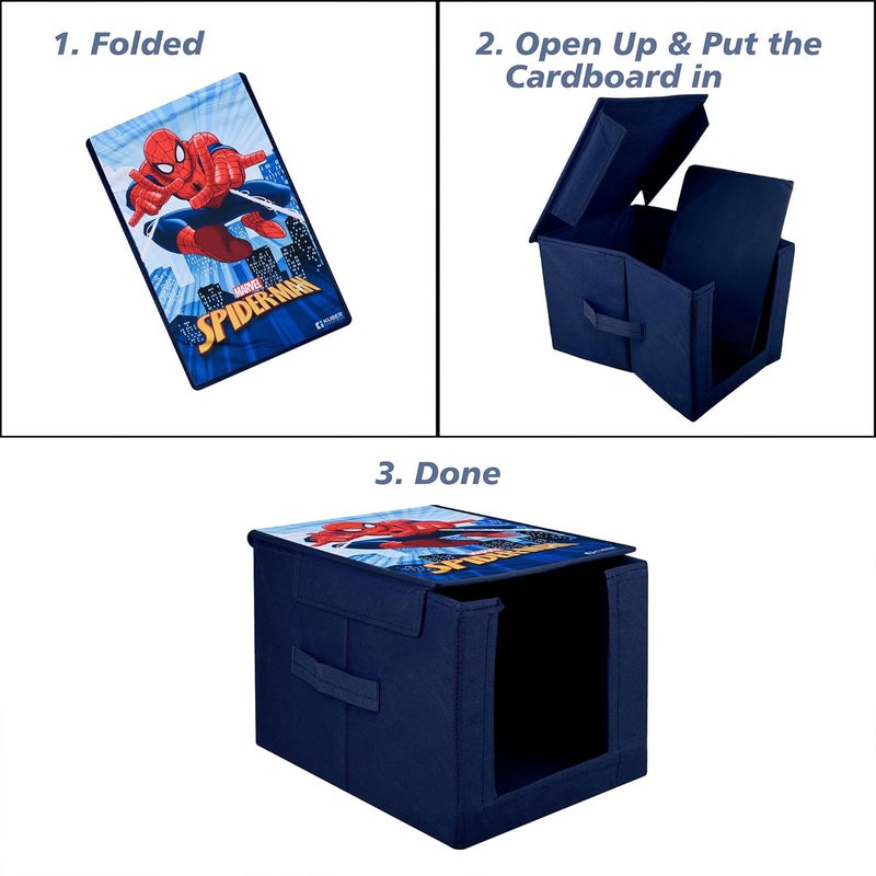 Kuber Industries Marvel Spider Man Wardrobe Organizer Shirt Stacker Closet Organizer Foldable Storage Boxes Shelf Organiser Shirt Stacker Bag Pack of 2 Navy Blue - Image 5