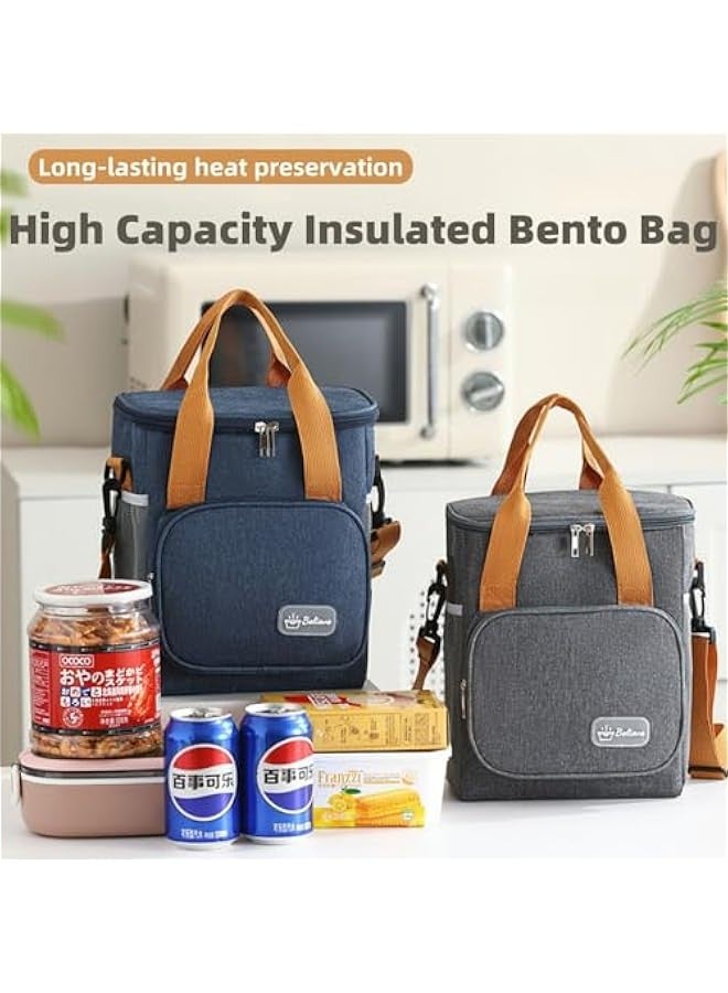 Beauenty Lunch Bag Reusable Lunch Box Bag Insulated Large Cooler Lunch Tote Bag for Adult,Men,Women, Double Deck Cooler Handbags for Office/Picnic/Fishing/School-22 * 15 * 25cm-Black - Image 5