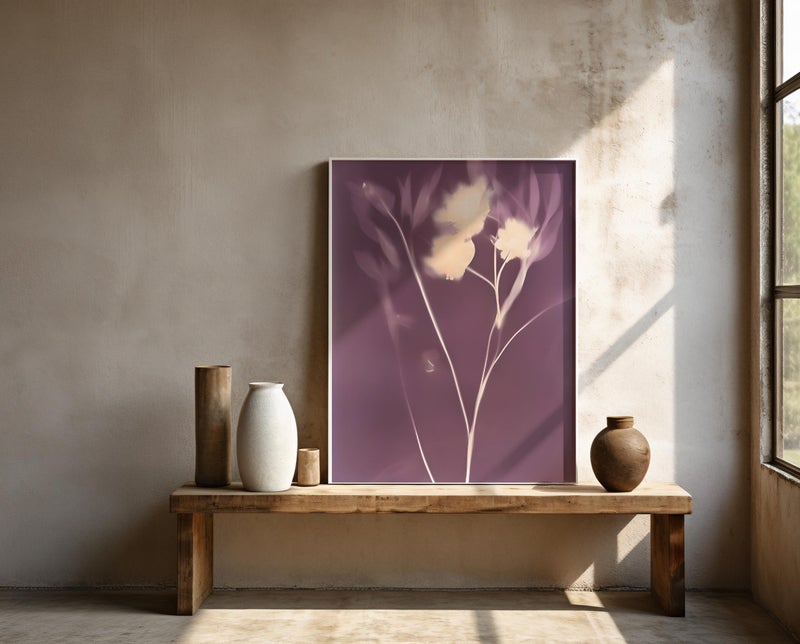 TNESSENTIAL Mauve and Cream Floral Wall Art | Luminous Botanical – Printable | Instant Download - Image 2