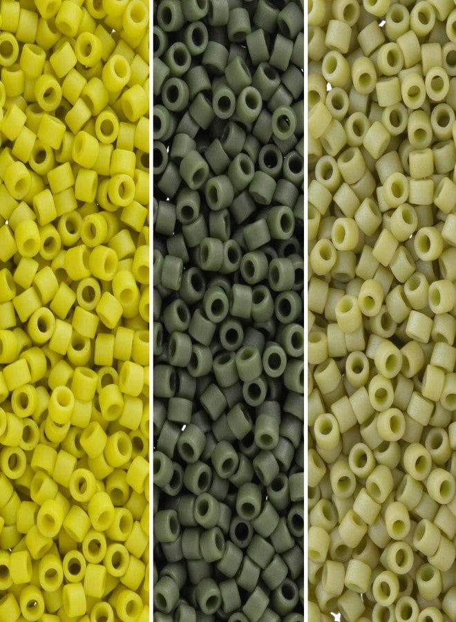 Miyuki Delica Seed Beads Bundle: Size 11/0, Moss Green Opaque Glazed Palette Collection DB2283, DB2290, DB2291 - Image 1