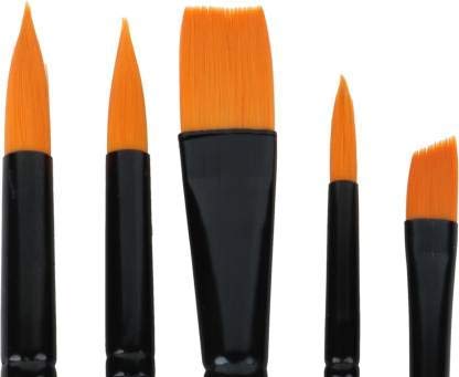 ArtBee مجموعة فرش الرسم الفنية ArtBee® بمقبض أسود من مزيج صناعي مكونة من 5 قطع للرسم بالأكريليك والألوان المائية - Image 1