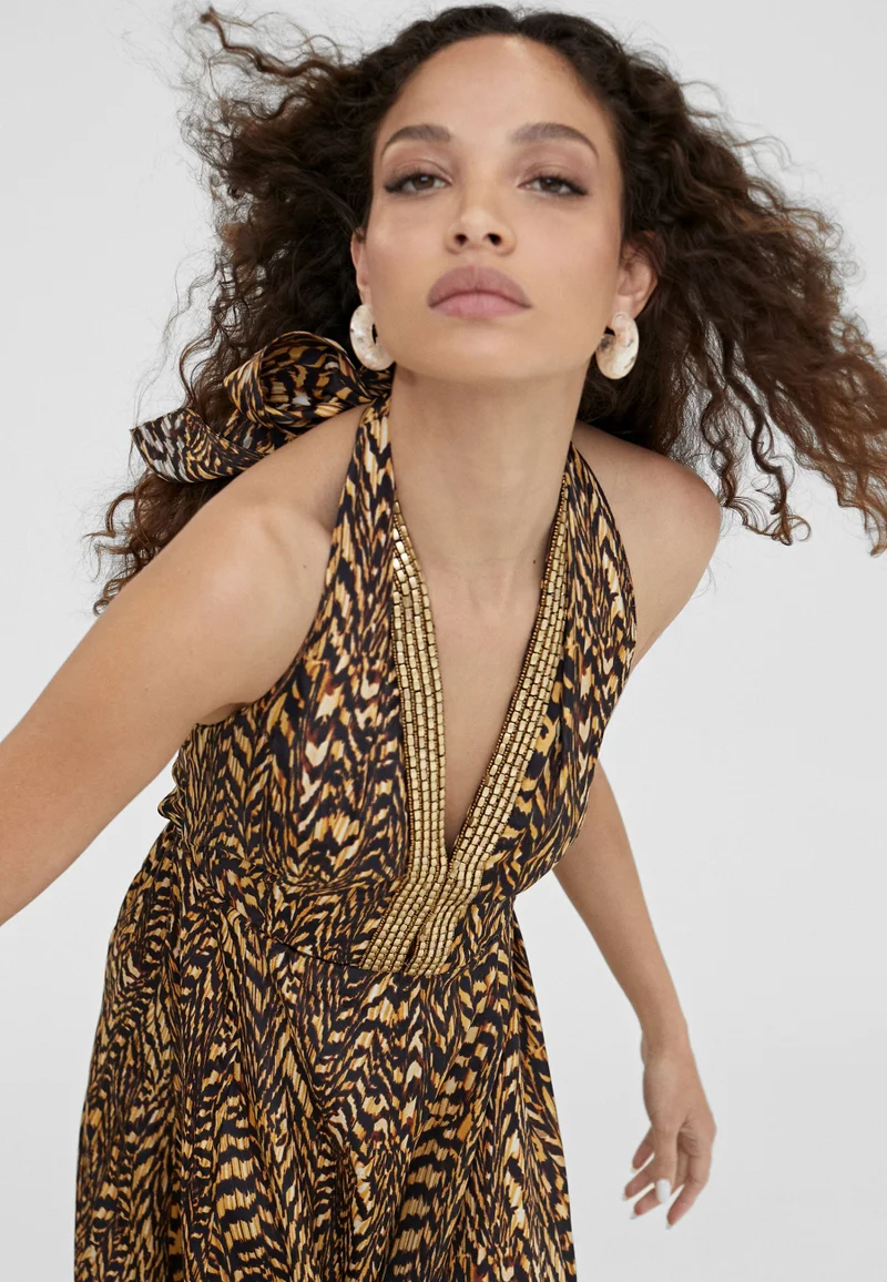 Lola Casademunt Animal print halter dress