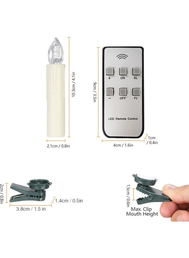 شموع LED بدون لهب مع جهاز تحكم عن بعد من 10 قطع أبيض 29.5x11.5x4.5سم  - Image 3