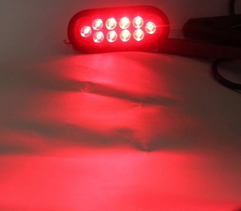 AUTOSMART 2PCS Red Oval Sealed LED Turn Signal and Parking Light Kit for Truck and Trailer - Image 3