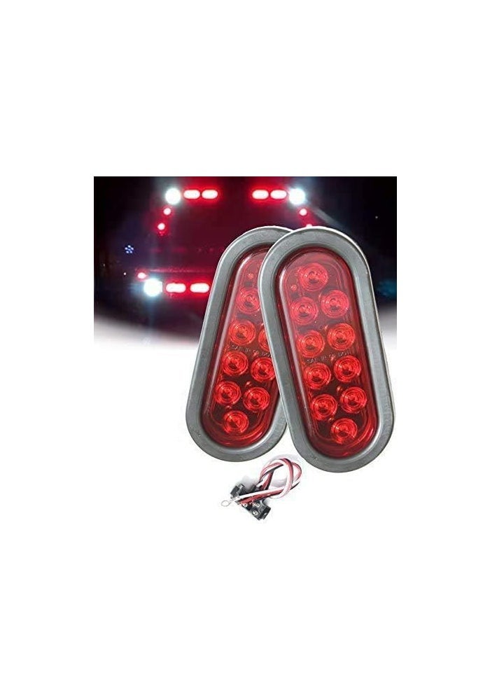 AUTOSMART 2PCS Red Oval Sealed LED Turn Signal and Parking Light Kit for Truck and Trailer - Image 2
