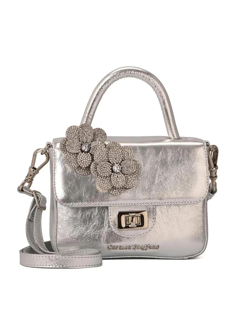 Carmen Steffens Top Handle Bag Flower Silver
