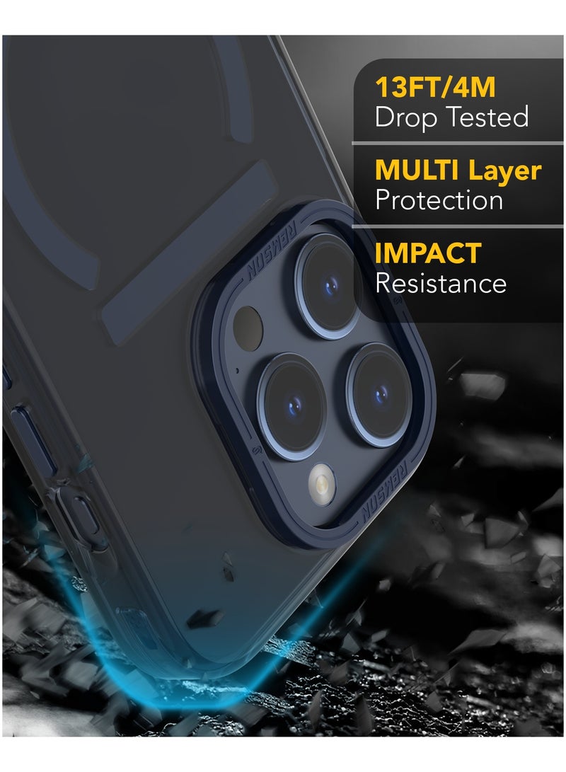Remson جراب Remson Mag-X المغناطيسي الشفاف الواقي الهجين المتوافق مع الحماية العسكرية لهاتف iPhone 15 Pro - أزرق داكن - Image 5