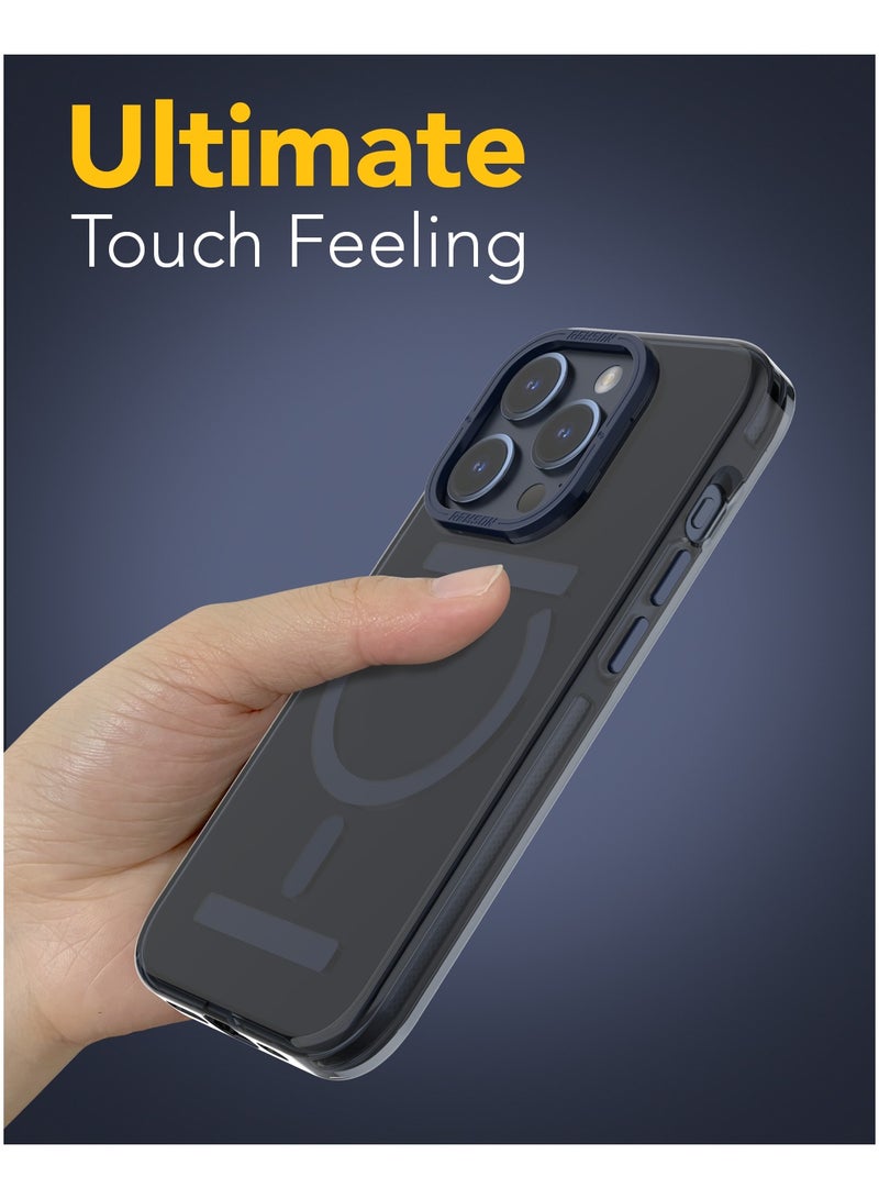 Remson جراب Remson Mag-X المغناطيسي الشفاف الواقي الهجين المتوافق مع الحماية العسكرية لهاتف iPhone 15 Pro - أزرق داكن - Image 3