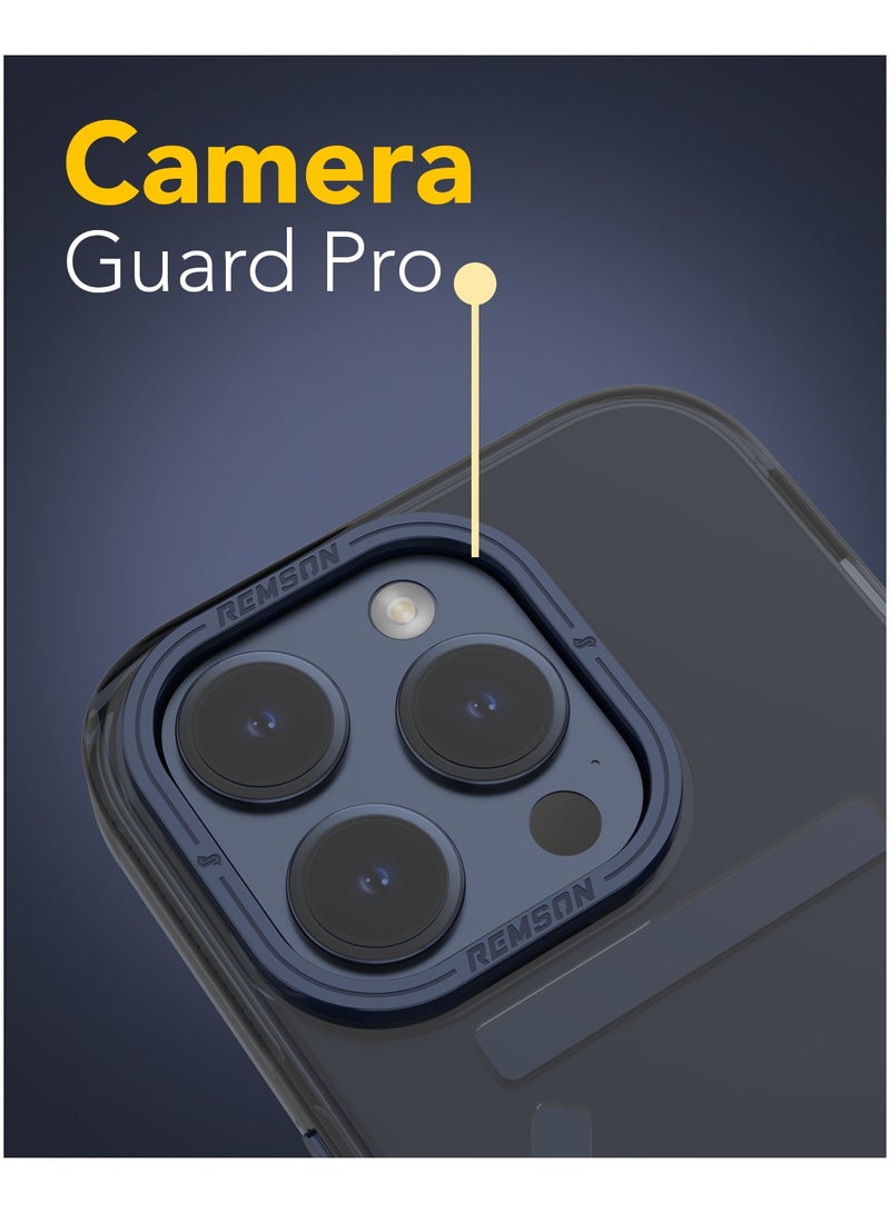 Remson جراب Remson Mag-X المغناطيسي الشفاف الواقي الهجين المتوافق مع الحماية العسكرية لهاتف iPhone 15 Pro - أزرق داكن - Image 4