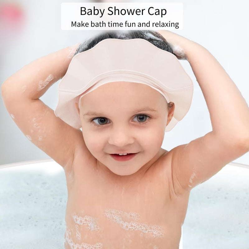 KOMIDK Baby Kids Shower Cap Shampoo Bath Bathing Hat Silicone Adjustable Washing Hair Shower Bathing Protection Shower Cap for Toddler, Baby, Kid, Children (White) - Image 3