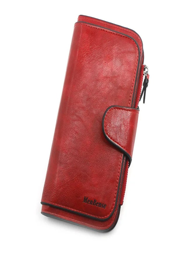 MenBense Women's wallet made of leather Wallets Three fold VINTAGE Womens purses mobile phone Purse Female Coin Purse - Image 2