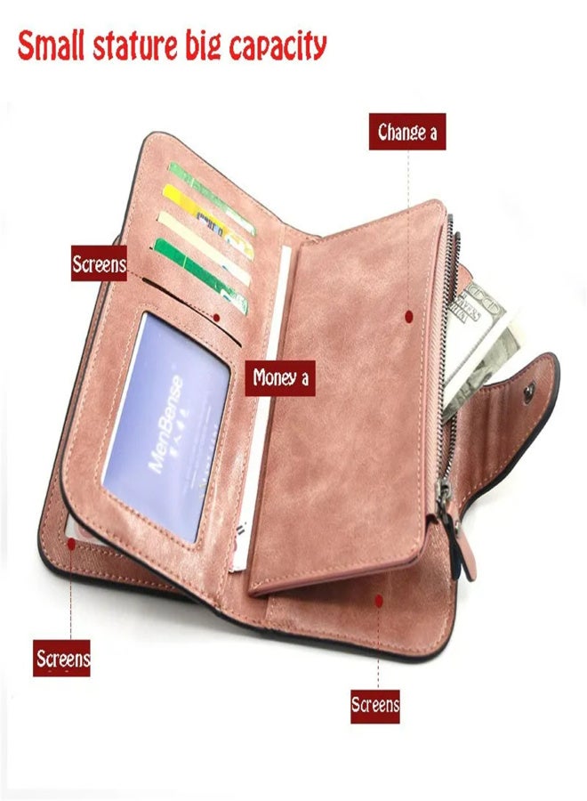 MenBense Women's wallet made of leather Wallets Three fold VINTAGE Womens purses mobile phone Purse Female Coin Purse - Image 4