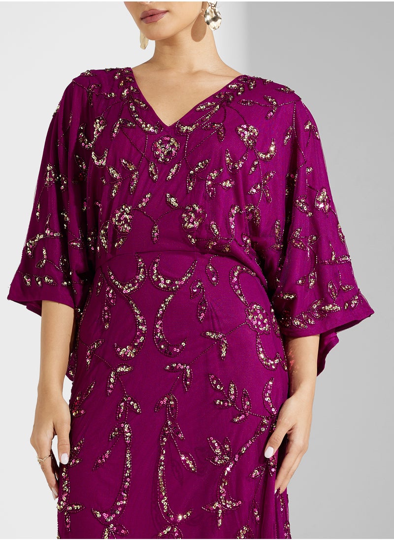Amelia Rose Embellished V-Neck Dress  - Image 3