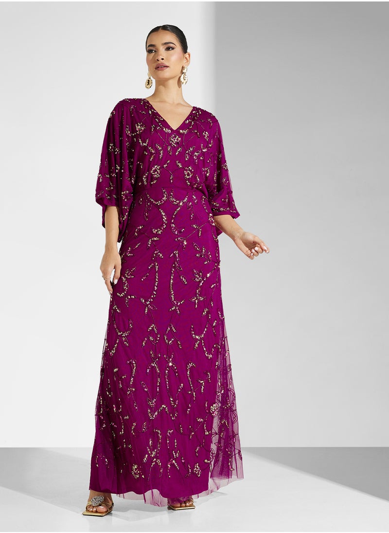 Amelia Rose Embellished V-Neck Dress  - Image 4