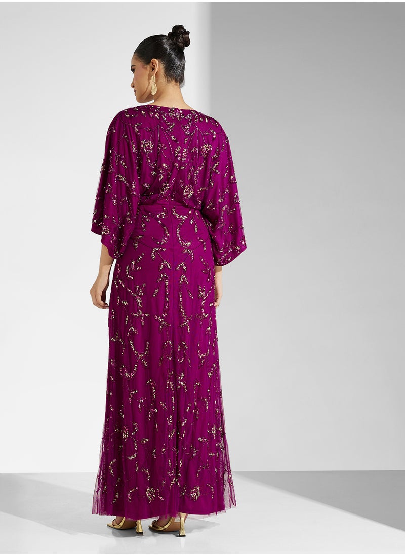 Amelia Rose Embellished V-Neck Dress  - Image 2