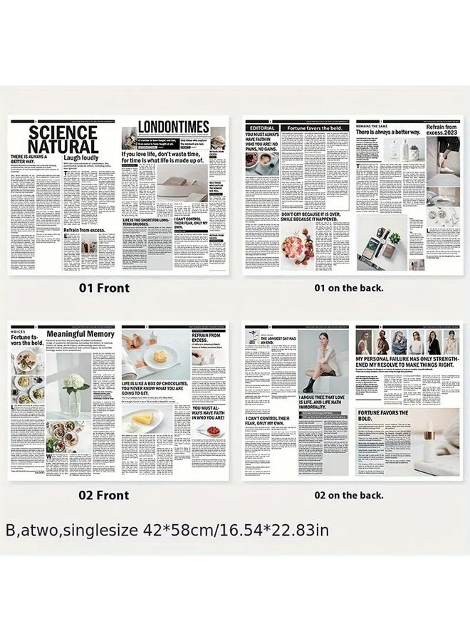 ٤ قطع خلفية تصوير جرائد إنجليزية قديمة، ورق تغليف للديكور المنزلي وتصوير الأزياء والطعام - Image 3