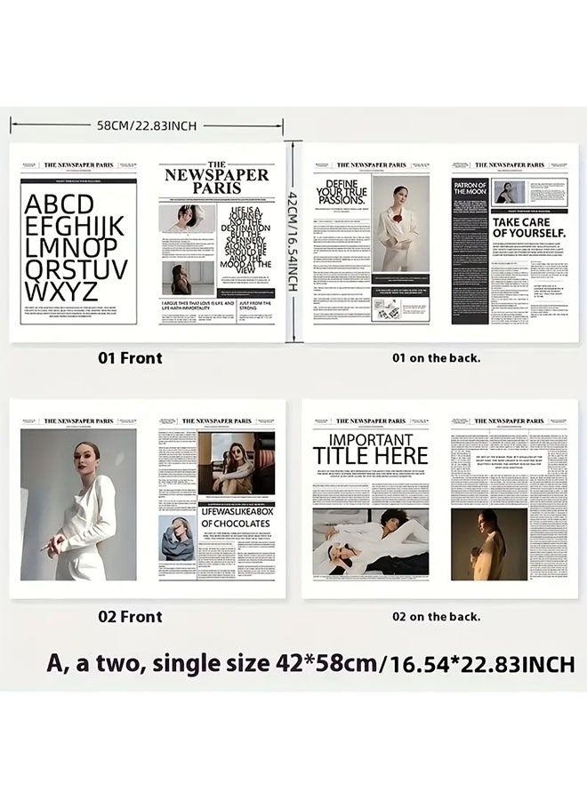 ٤ قطع خلفية تصوير جرائد إنجليزية قديمة، ورق تغليف للديكور المنزلي وتصوير الأزياء والطعام - Image 2