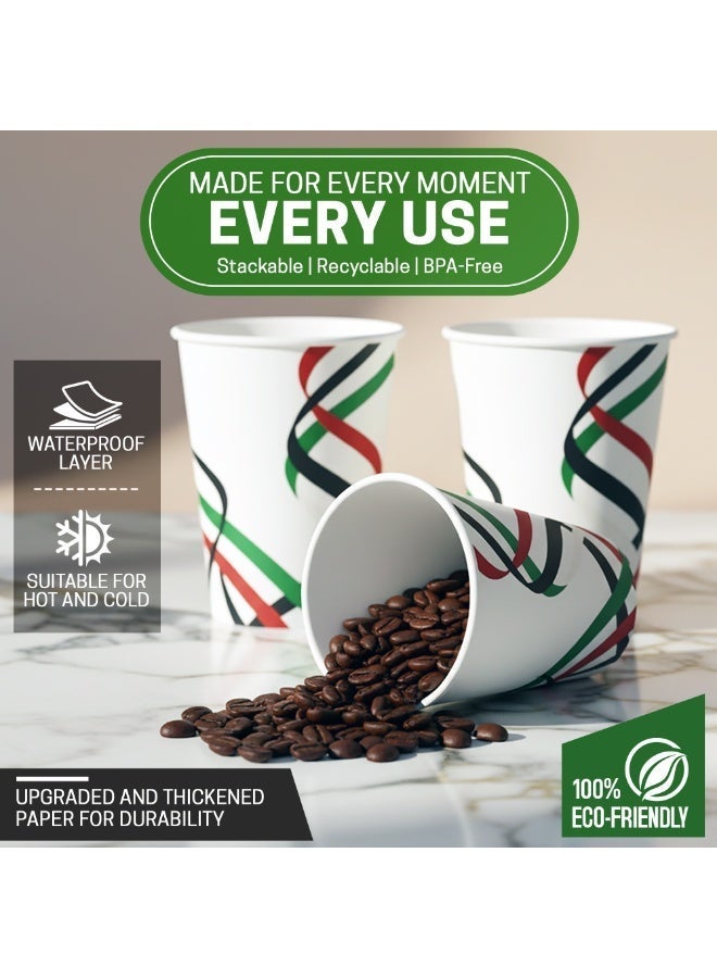 EcoEdge 8 Oz Disposable National Day Printed Cups (Pack of 50) | For Expresso, Americano, Turkish Coffee, Mocha, Juice, Shakes | Stackable, Fancy | Chemical and BPA Free, Multipurpose | 100% Natural - Image 5