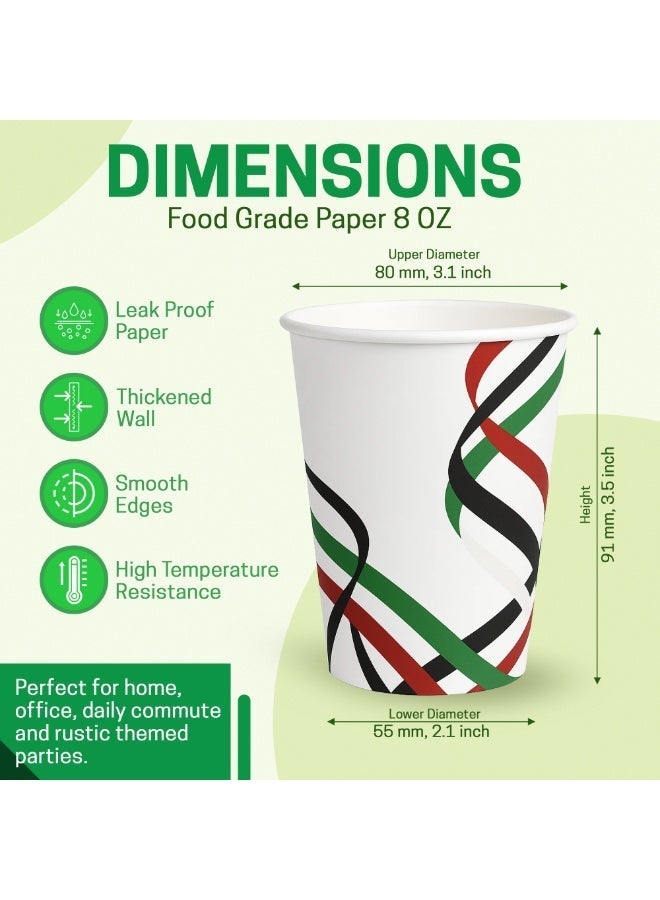 EcoEdge 8 Oz Disposable National Day Printed Cups (Pack of 50) | For Expresso, Americano, Turkish Coffee, Mocha, Juice, Shakes | Stackable, Fancy | Chemical and BPA Free, Multipurpose | 100% Natural - Image 4